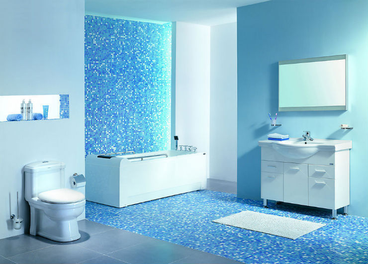 "Banheiro em azul"